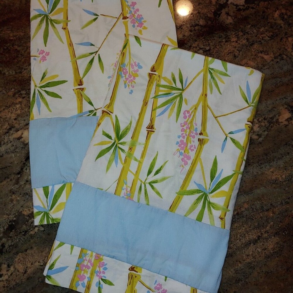Pr Bamboo Floral Print Cotton Reversible Handmade Pillowcases 33x20